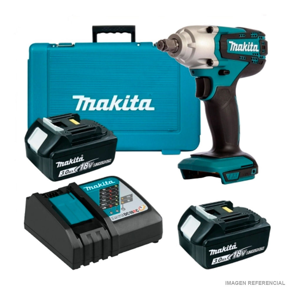 Llave de Impacto Inalámbrico Makita LXT 18V 1/2"" 190 Nm DTW190RFE 2Baterías x 3.0 Ah + Cargador
