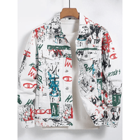 Chaqueta Blanco Americano Hombre Casaca Urbano Talla M Textil Importado