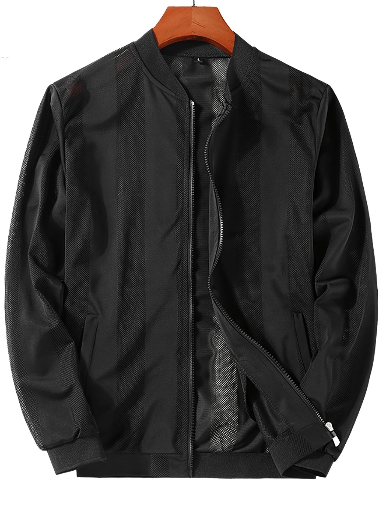 Casaca Ligera Bomber Negro Hombre Casual Talla M Textil Importado