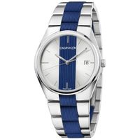 Reloj Calvin Klein Contrast K9E211VX Suizo Fecha Cristal de Zafiro Acero Inoxidable Plateado Azul