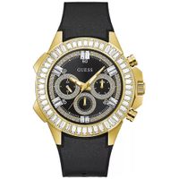 Reloj Guess Pilot GW0447G2 Multifuncional para Hombre Acero Inoxidable Dorado Silicona y Cuero Negro