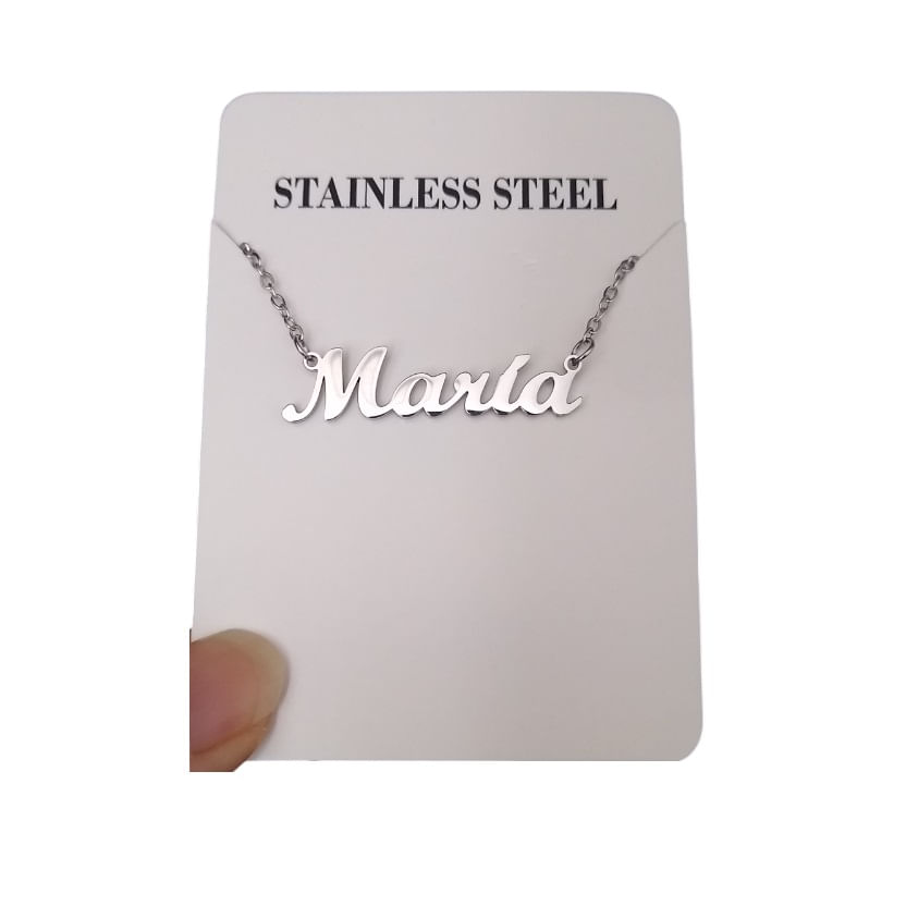 Collar plateado nombre personalizado Maria acero inoxidable