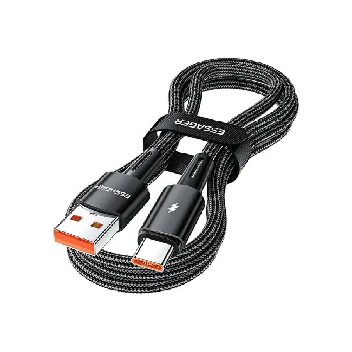 Cable de Carga Rápida de 1M Essager 120W de USB A-USB C color negro