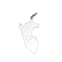 Dije mapa del Peru con corazon al medio - Plata 925