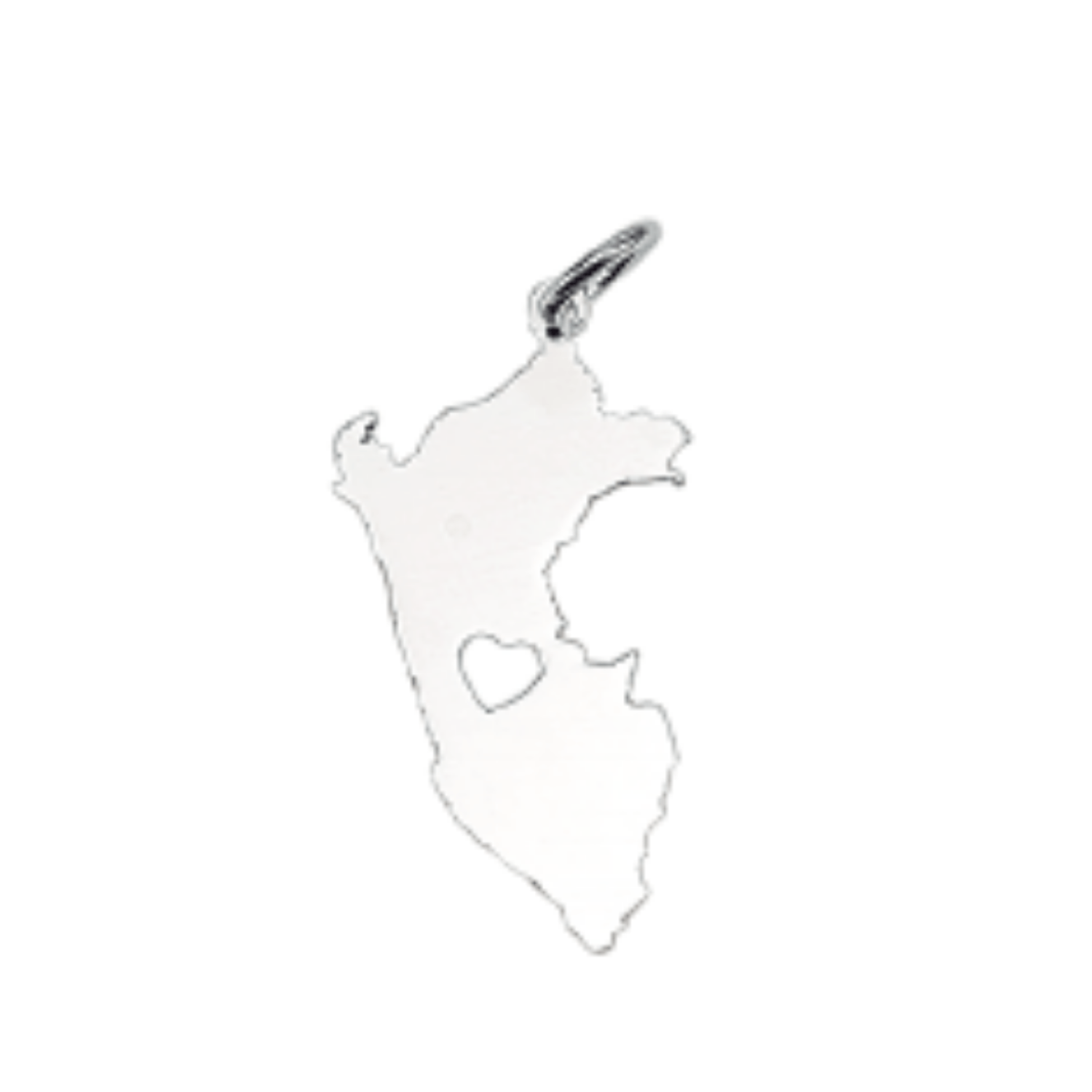 Dije mapa del Peru con corazon al medio - Plata 925