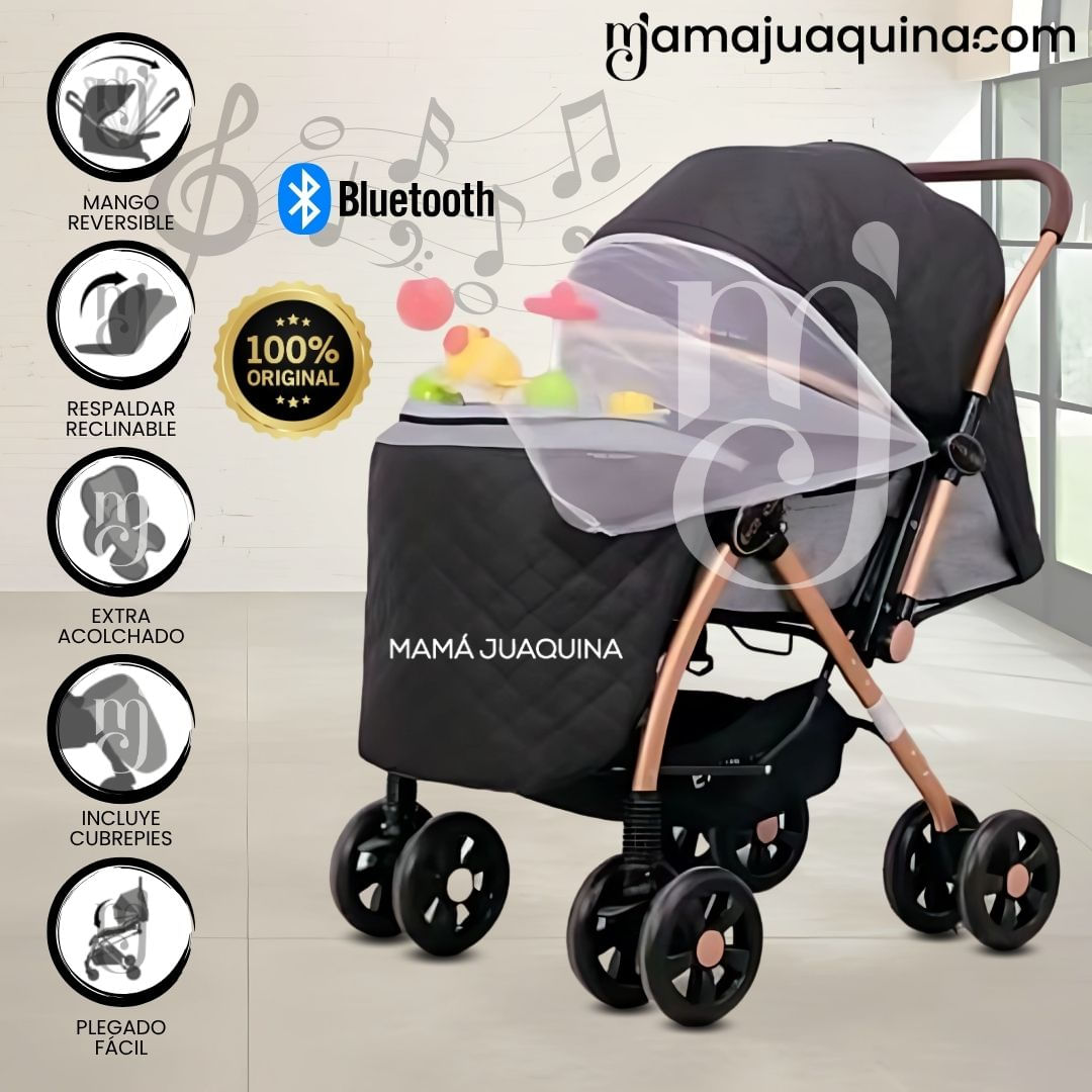 Coche Cuna Musical con Bluetooth «NEW SUMMER» Negro