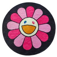 Alfombra Modelo Circular De Pelo Corto Rosado