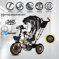 Triciclo Guiador 3 En 1 «GOLDEN PRIME» con Bluetooth Negro