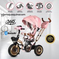 Triciclo Guiador 3 En 1 «GOLDEN PRIME» con Bluetooth Rosa