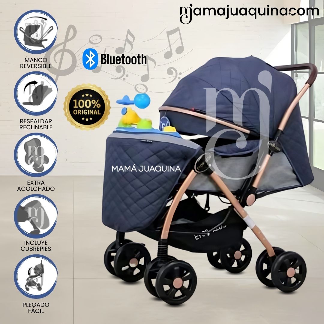 Coche Cuna Musical con Bluetooth «NEW SUMMER» Azul