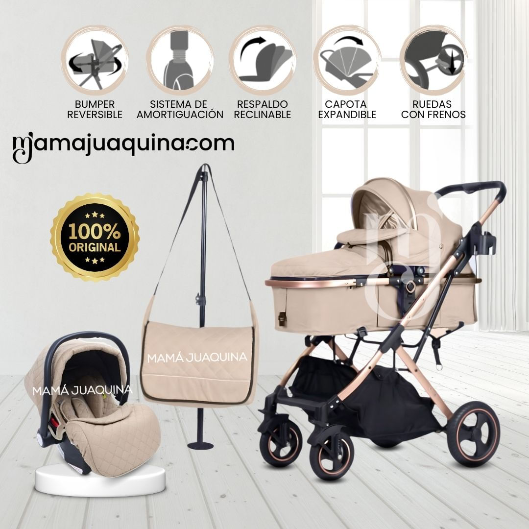 Coche Moisés Travel System «EKATER» Porta Bebé Beige