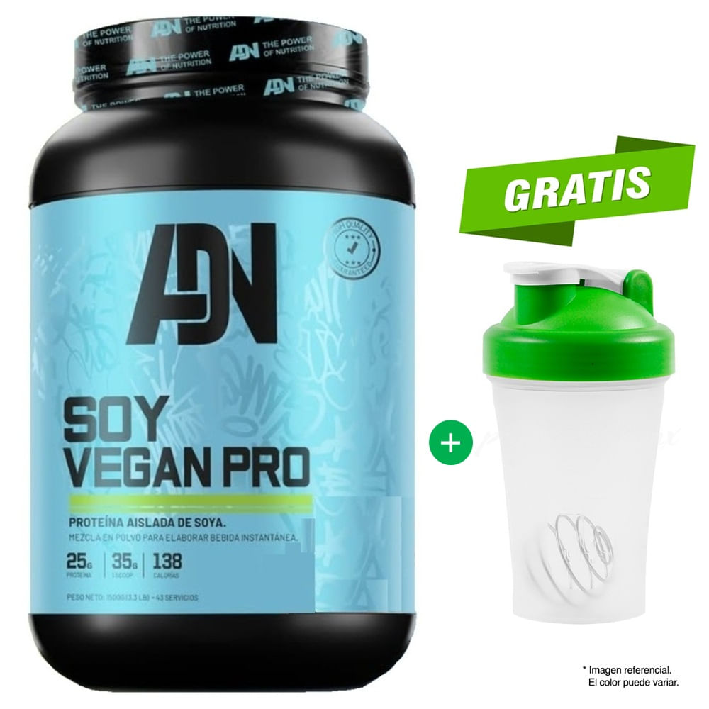 Proteína ADN Nutrition Soy Vegan 1.5 kg Vainilla + Shaker