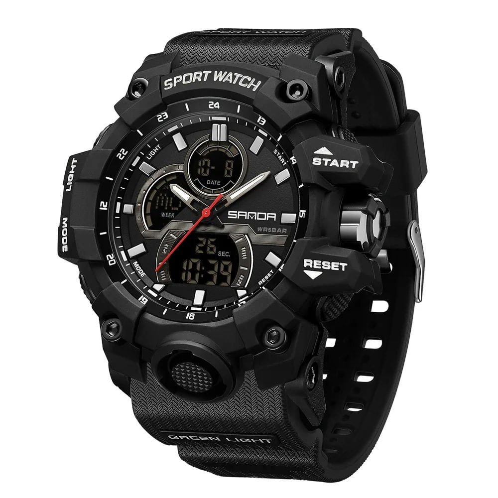 Reloj Deportivo SANDA 6198 Análogo-Digital NEGRO
