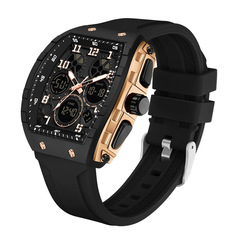 Reloj Hombre SANDA 6157 Análogo-Digital Negro Dorado