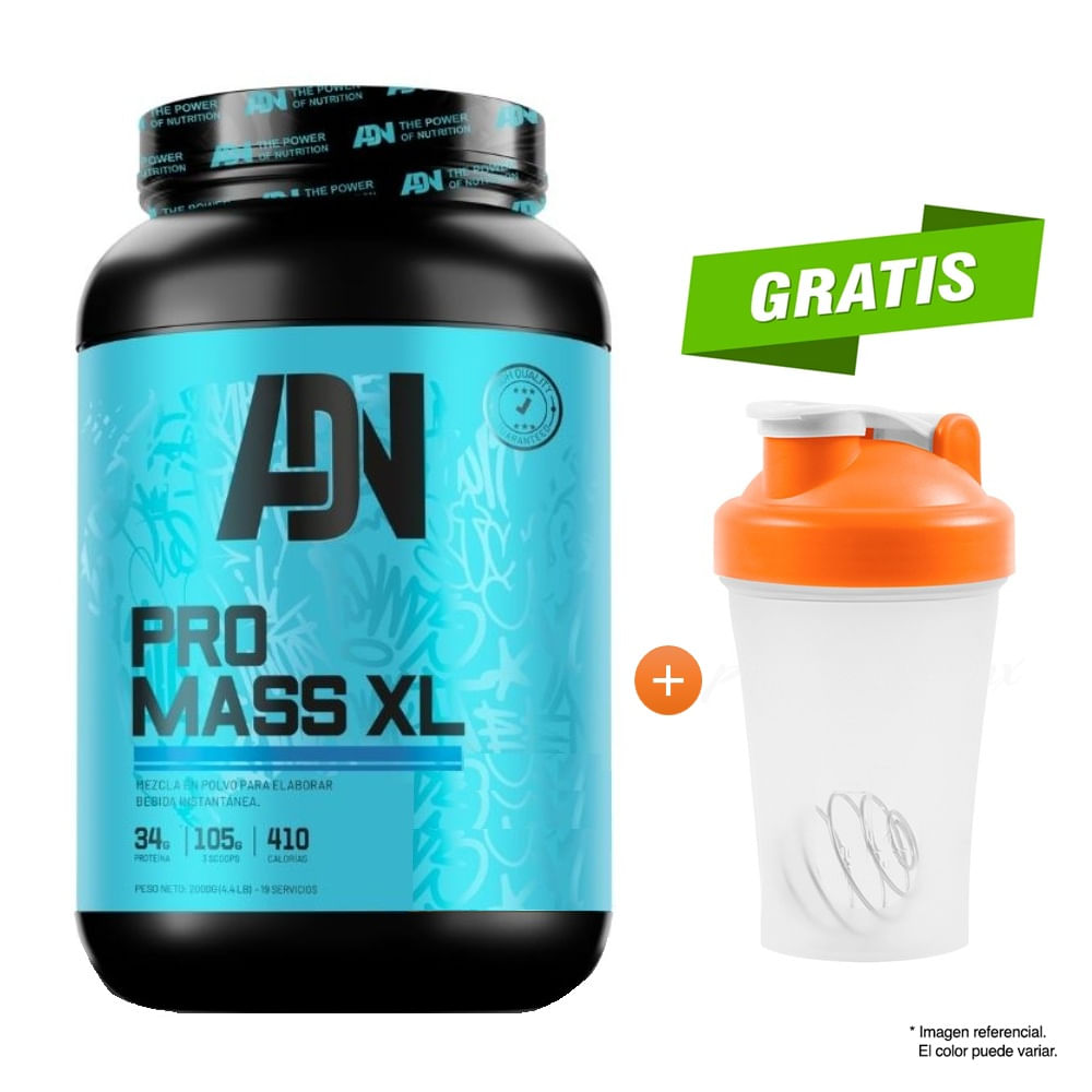 GANADOR DE MASA MUSCULAR PRO MASS XL 2KG VAINILLA + SHAKER
