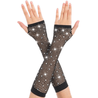 Guantes Medianos de Coco Color Negro con Brillo