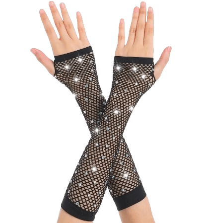 Guantes Medianos de Coco Color Negro con Brillo