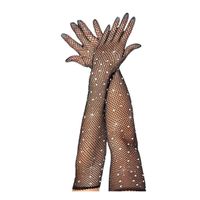 Guantes Largos de Coco Color Negro con Brillo