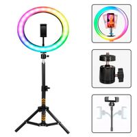 Aro De Luz Rgb 30cm para TikTok Redes Trípode 210cm