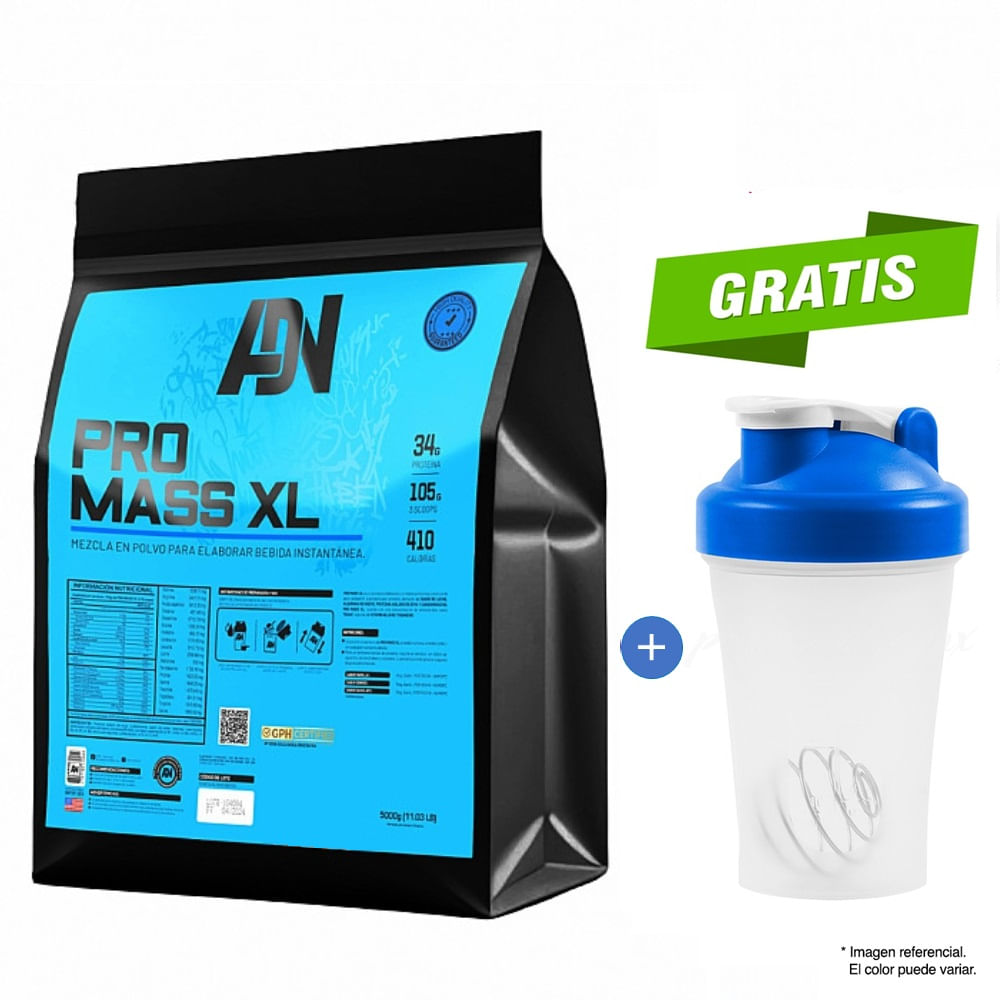Ganador de masa Adn Nutrition Pro Mass XL 5 kg Vainilla + Shaker