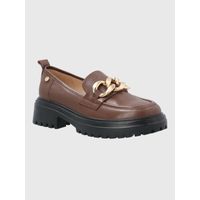 Mocasín Para Mujer Cuero Leboni Café Hush Puppies