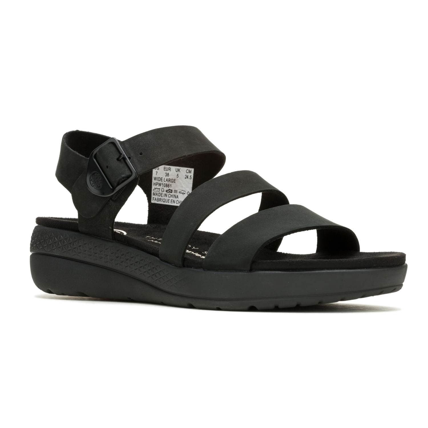 Sandalia Para Mujer Cuero Breathe 3-Band Negro Hush Puppies