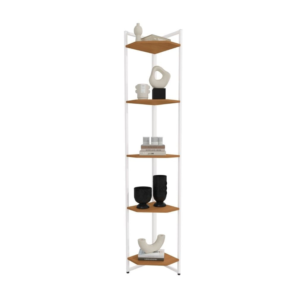 Mueble Esquinero London 200cm Canela/Metal Blanco Orange