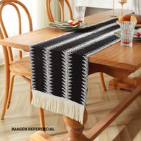 Camino de Mesa Negro con Blanco 35x190cm Urbano Orange