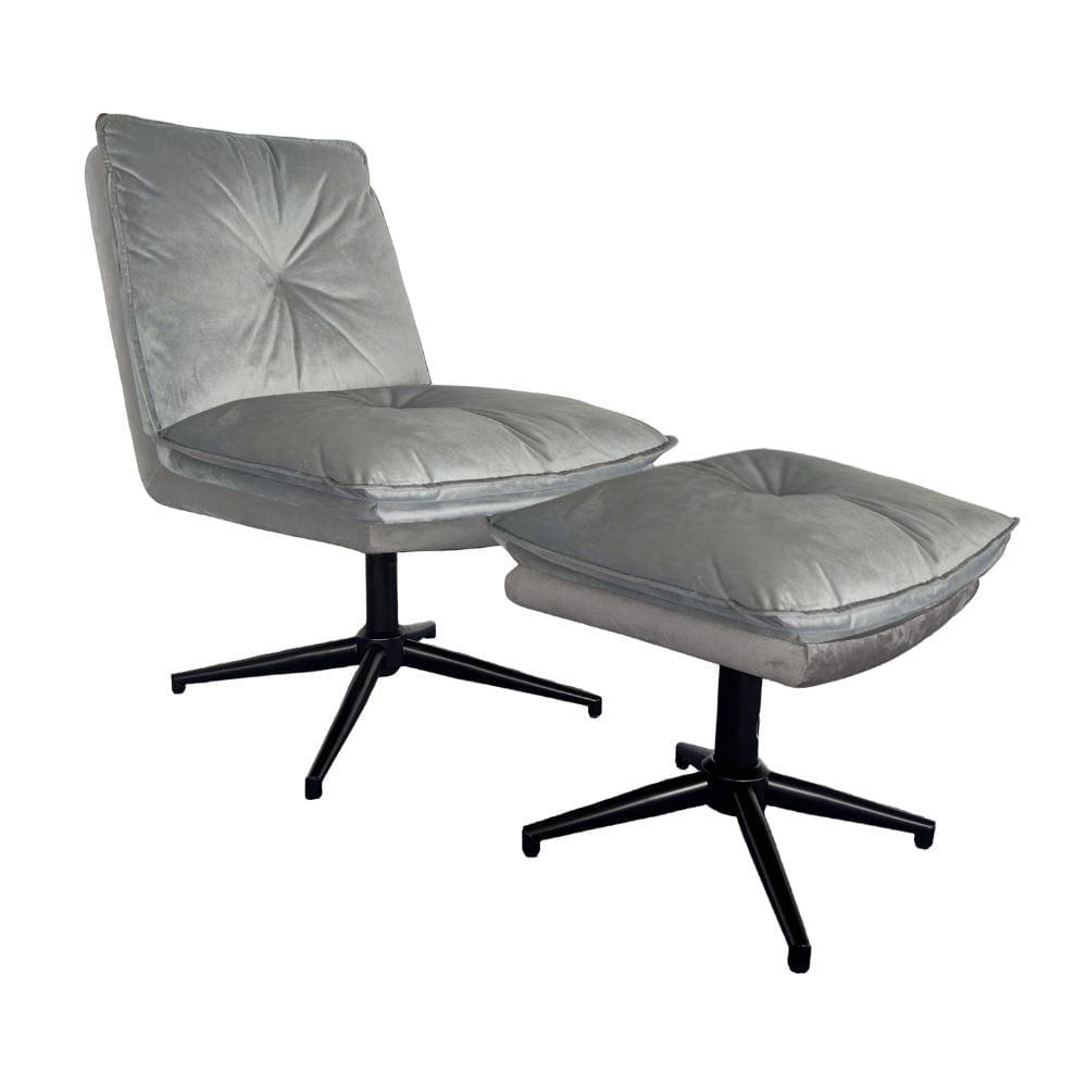 Butaca Aruba Metal/Poliéster Gris con Ottoman Orange