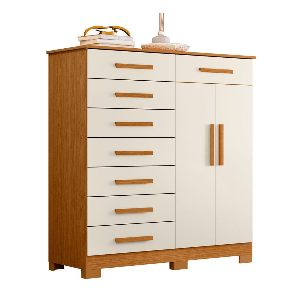 Cómoda Praga 8 Cajones 2 Puertas MDP Beige Orange