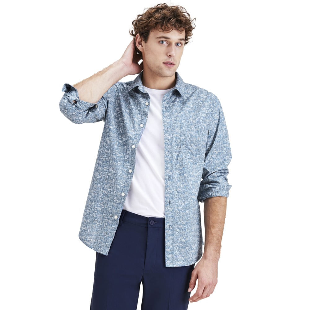 Camisa Button-Up Slim Azul Dockers
