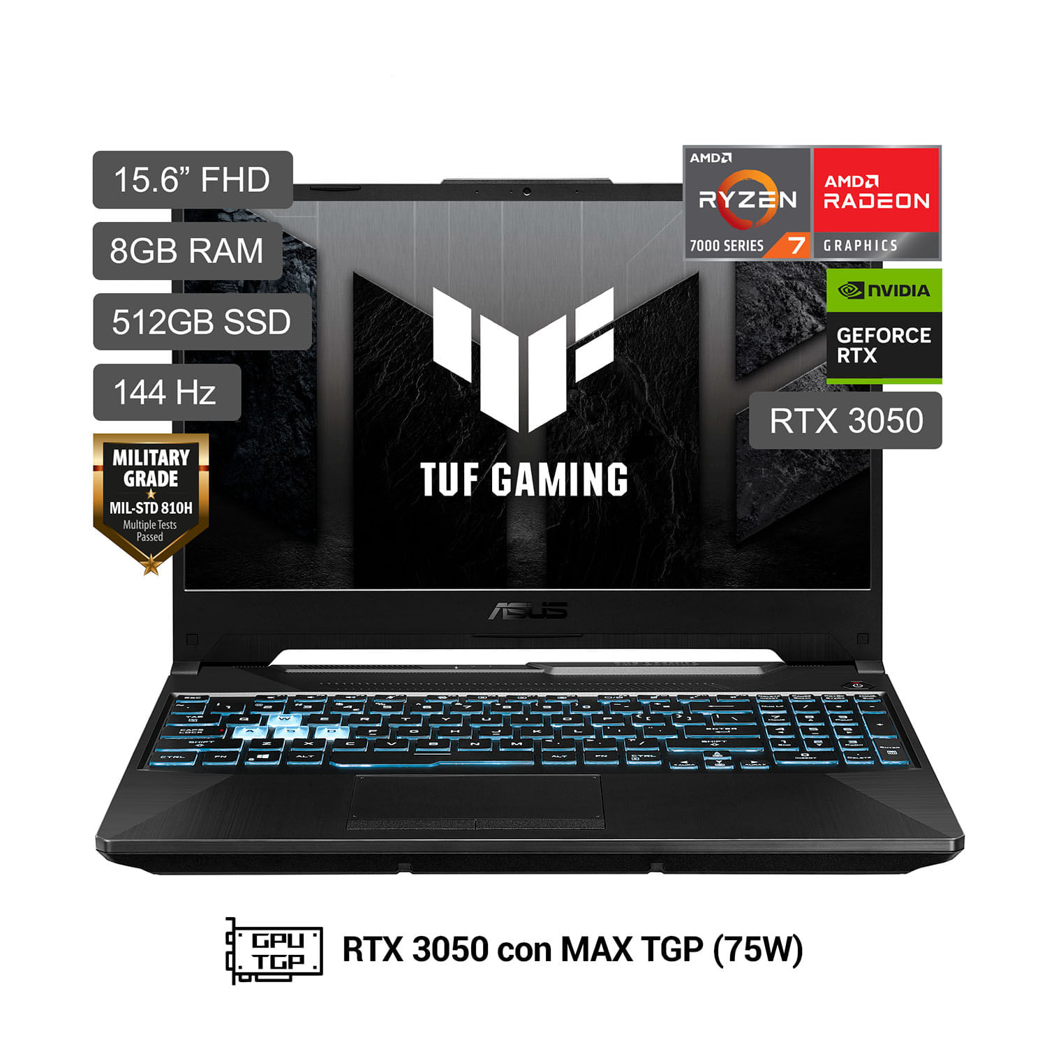 Laptop Asus R7-7445HS 512G SSD 8GB RTX3050 FA506NCG-HN187W