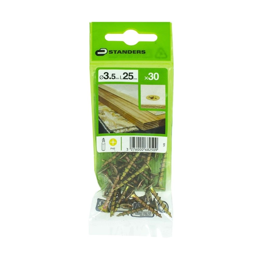 Tornillo Phillips C.bugle Cromatado 3.5x25mm 30 unidades Standers