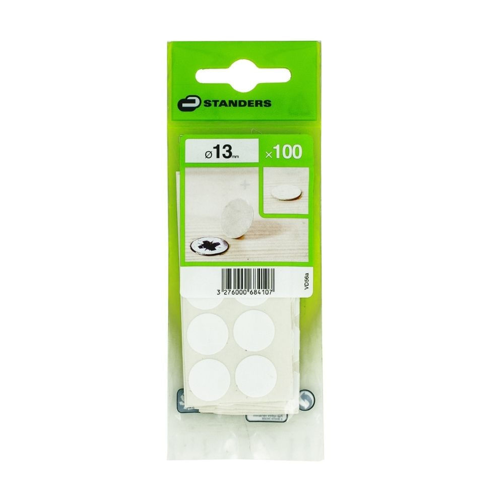 Tapa para tornillo Adhesivo Plástico Blanco D13 100 unidades Standers