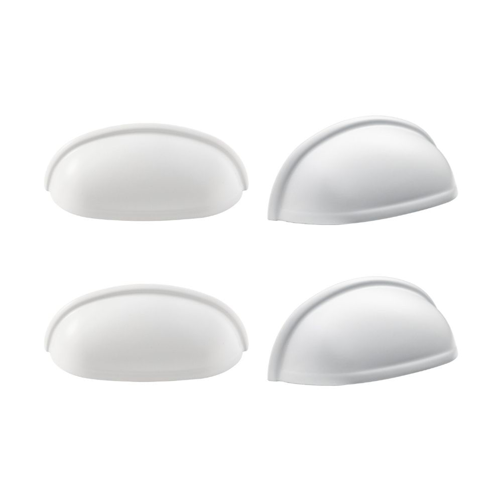 Tirador de Concha Lisa Acero Blanco Mate 4 unidades