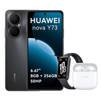 Combo: Celular Huawei Nova Y73 256GB, 8GB RAM, cámara principal 50MP, frontal 8MP, 6.67"", negro + Band 10 + FreeBuds SE 2