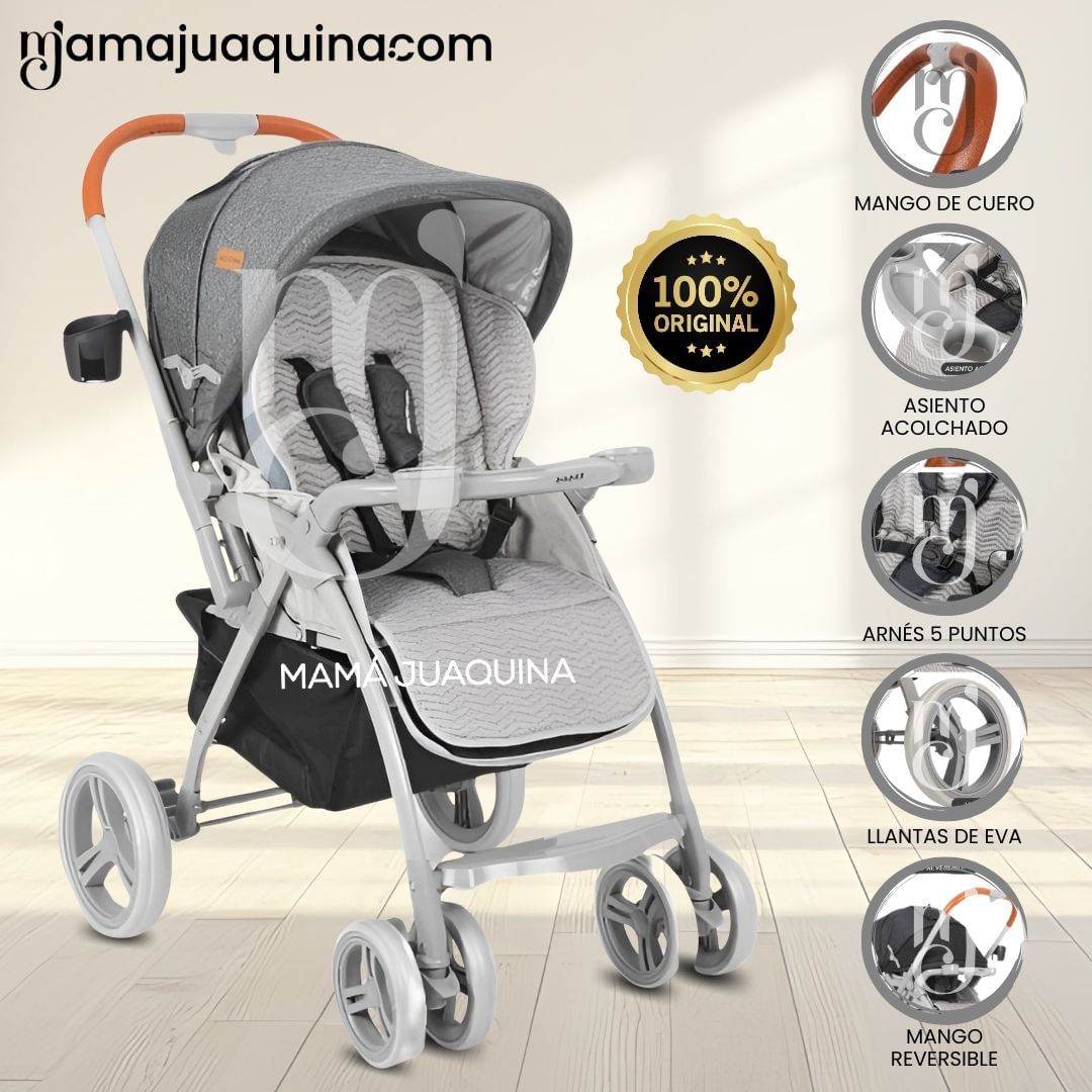 COCHE CUNA DEPORTIVO «BARCELONA» REVERSIBLE GRIS