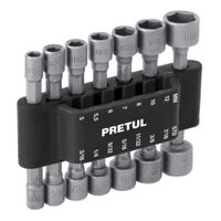 Set de Dados Hexagonal Milimétrico 1/4"" Corto 14 Pzs Pretul 12844