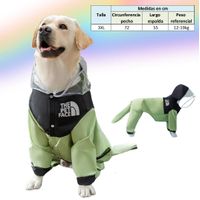 Impermeable premium para perros medianos 12-19kg verde 100% antilluvia 3XL
