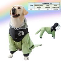 Impermeable premium para perros grandes 19-25kg verde 100% antilluvia 4XL