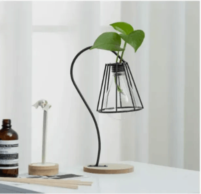 Soporte Decorativo Alto Para Sala De Lampara Negro