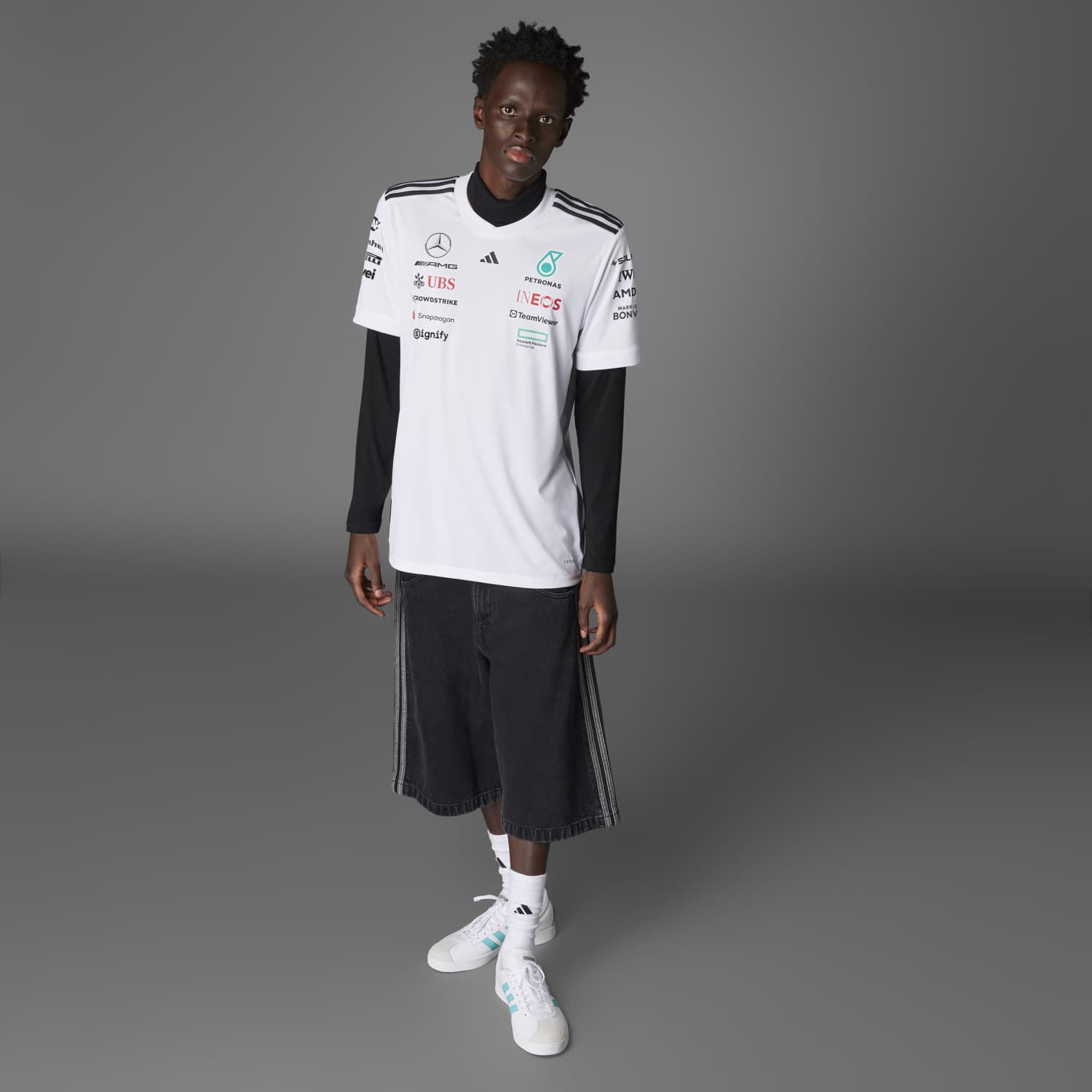 Polo Deportivo Adidas Hombre Mercedes Petronas F9 Jx5798 Blanco