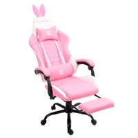Silla Gamer Con Masajeador Lumbar Playpro x1 Rosado Bunny Base de Metal