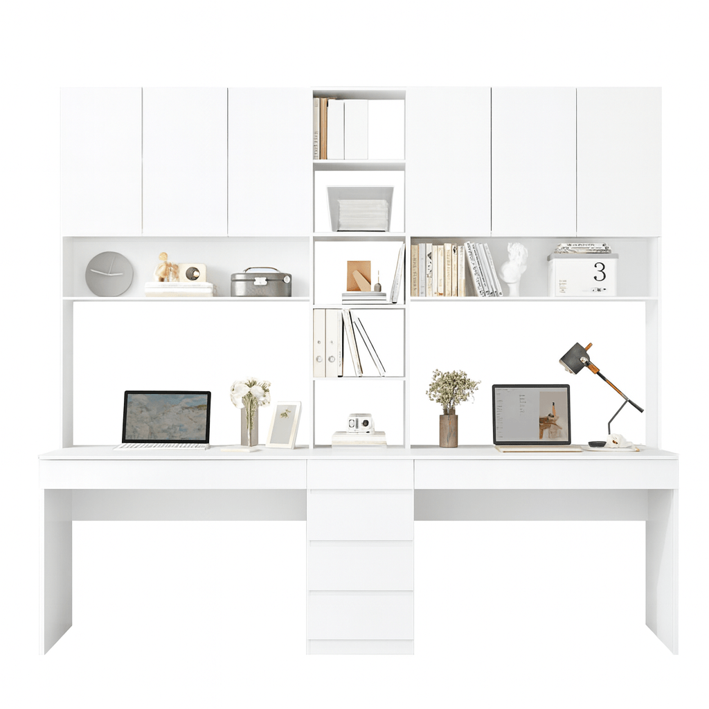 Mueble de Estudio Melamina Blanco 240cm