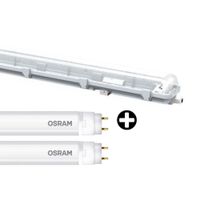 COMBO Ledvance: Luminaria hermética Damp Proof Doble + 2 Tubos Led T8 G13 16W Luz Fría