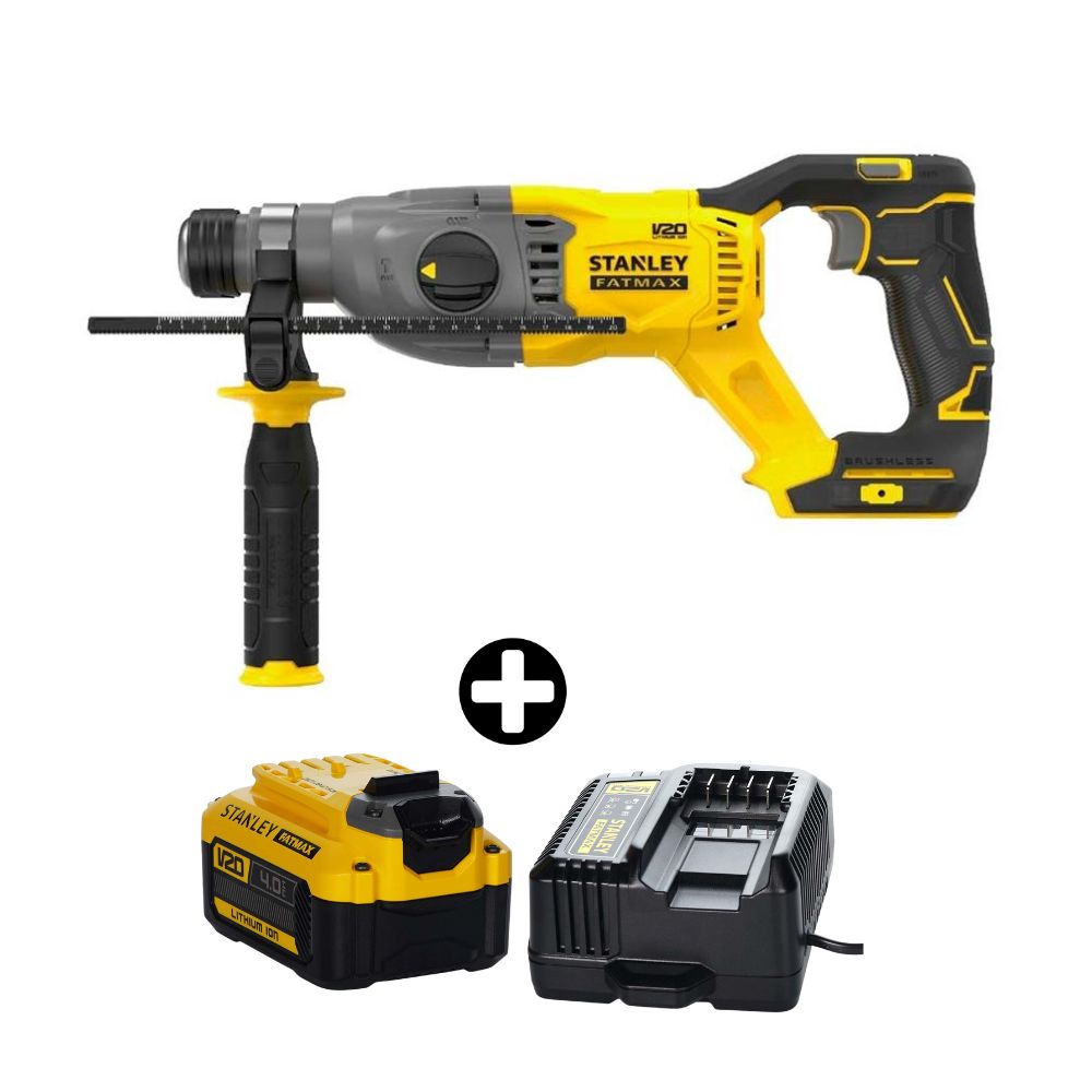 COMBO Stanley: Rotomartillo SDS Plus 20V BRUSHLESS FATMAX SBH900 + Batería 20V 4ah + Cargador