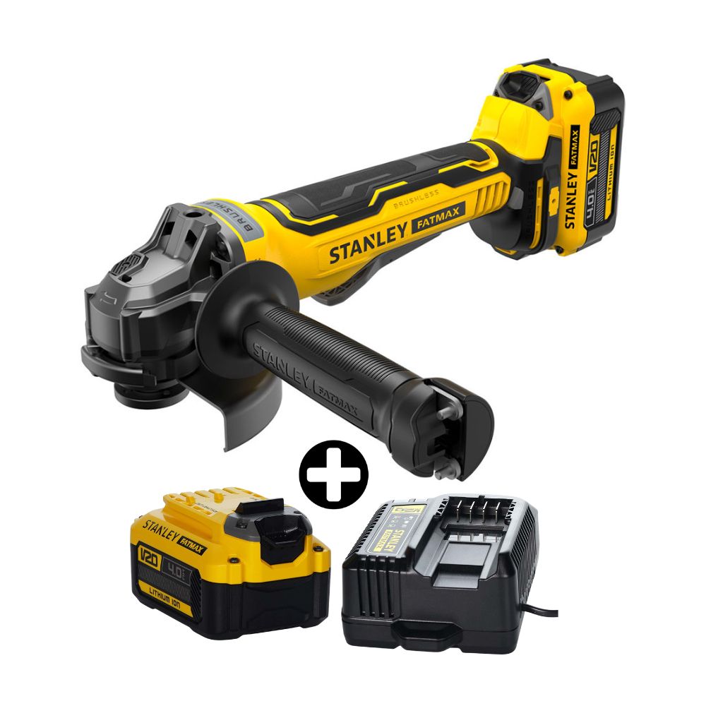 COMBO Stanley: Amoladora Angular 4-1/2"" 20V BRUSHLESS FATMAX SBG700 + Batería 20V 4ah + Cargador
