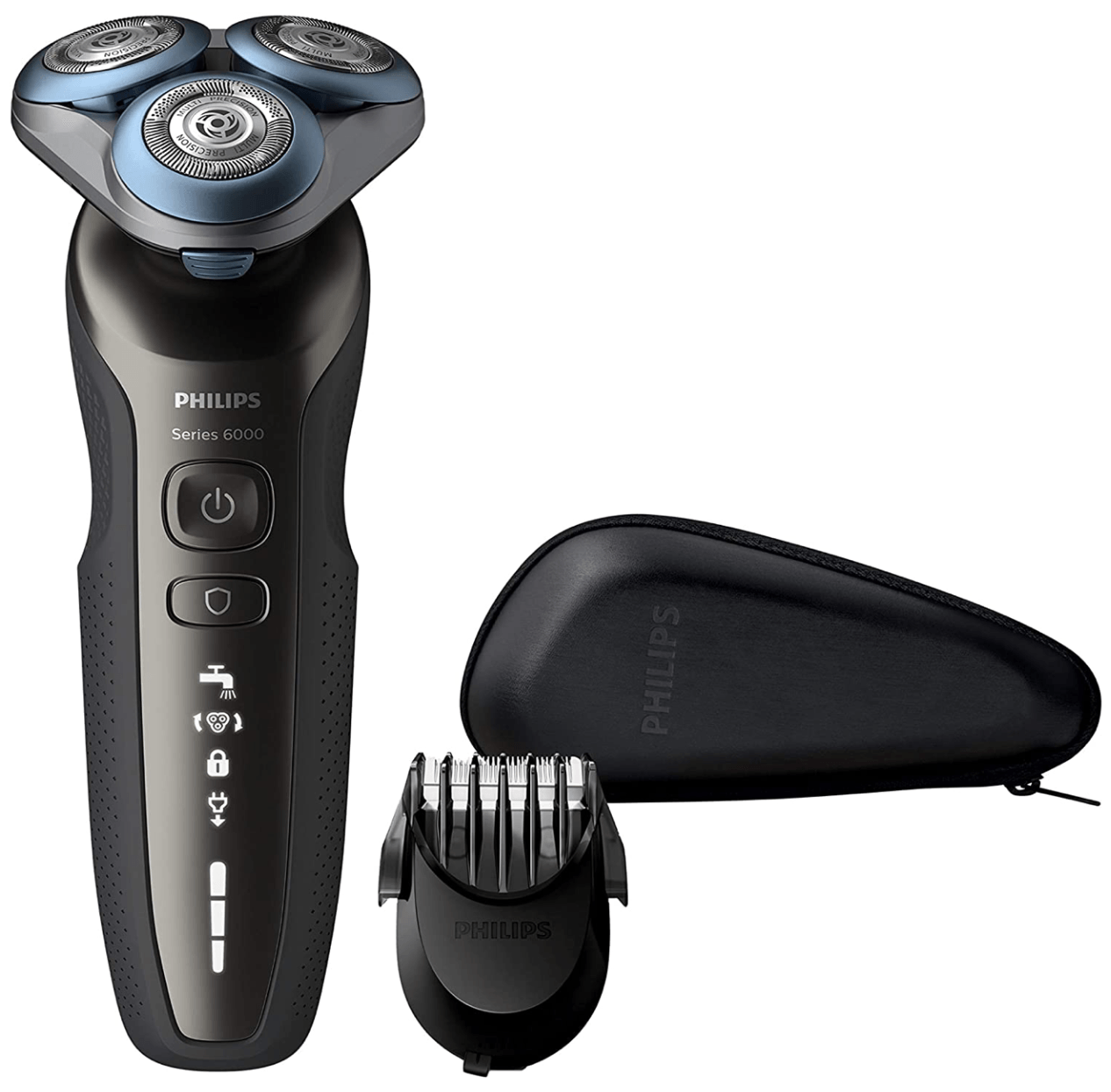 AFEITADORA ELECTRICA PARA PIEL SENSIBLE PHILIPS CON BARBERO Y ESTUCHE
