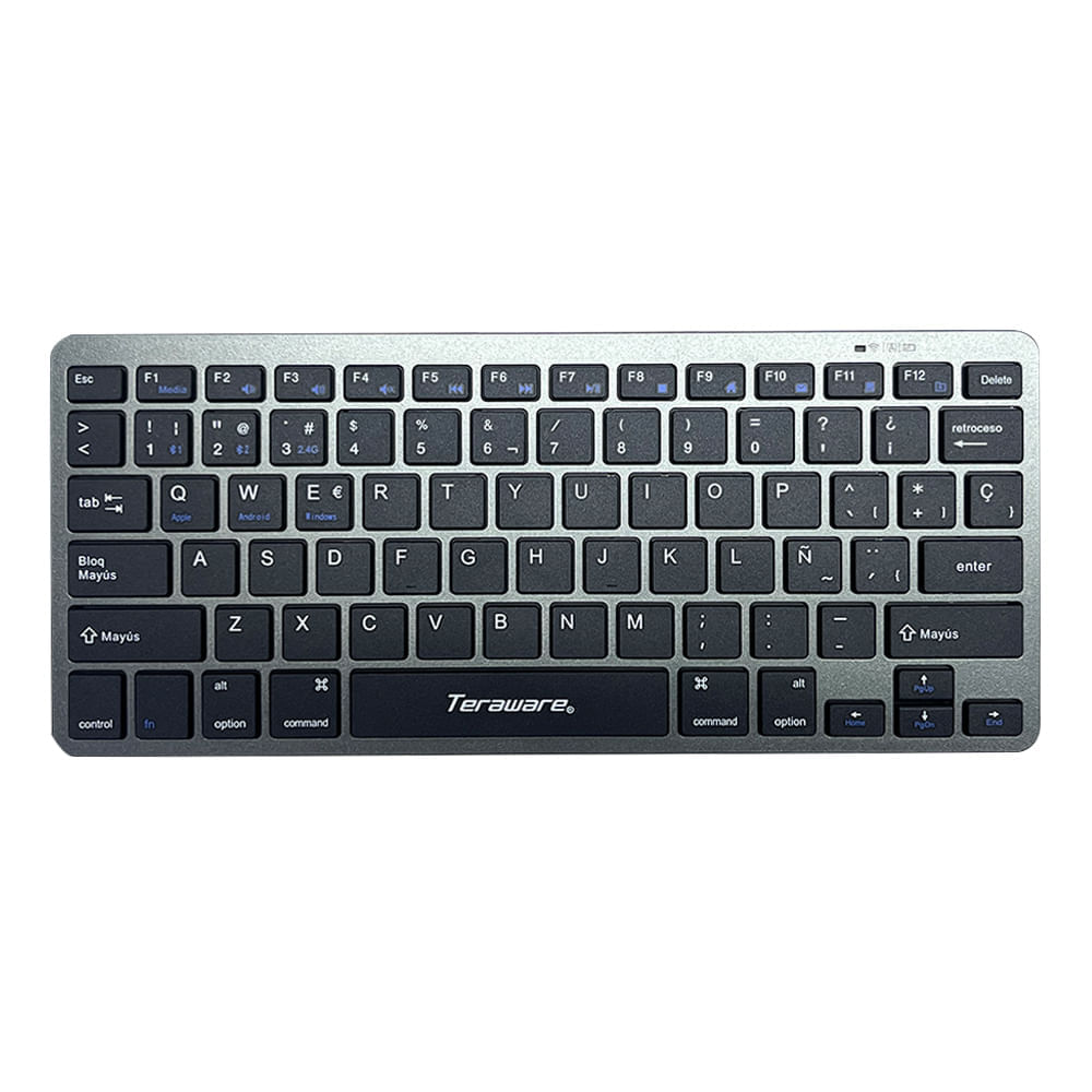 Teclado Teraware Bluetooth/2.4 GHz, compacto, multidispositivo, compatible con PC/Laptop/Tablets/Celulares, negro