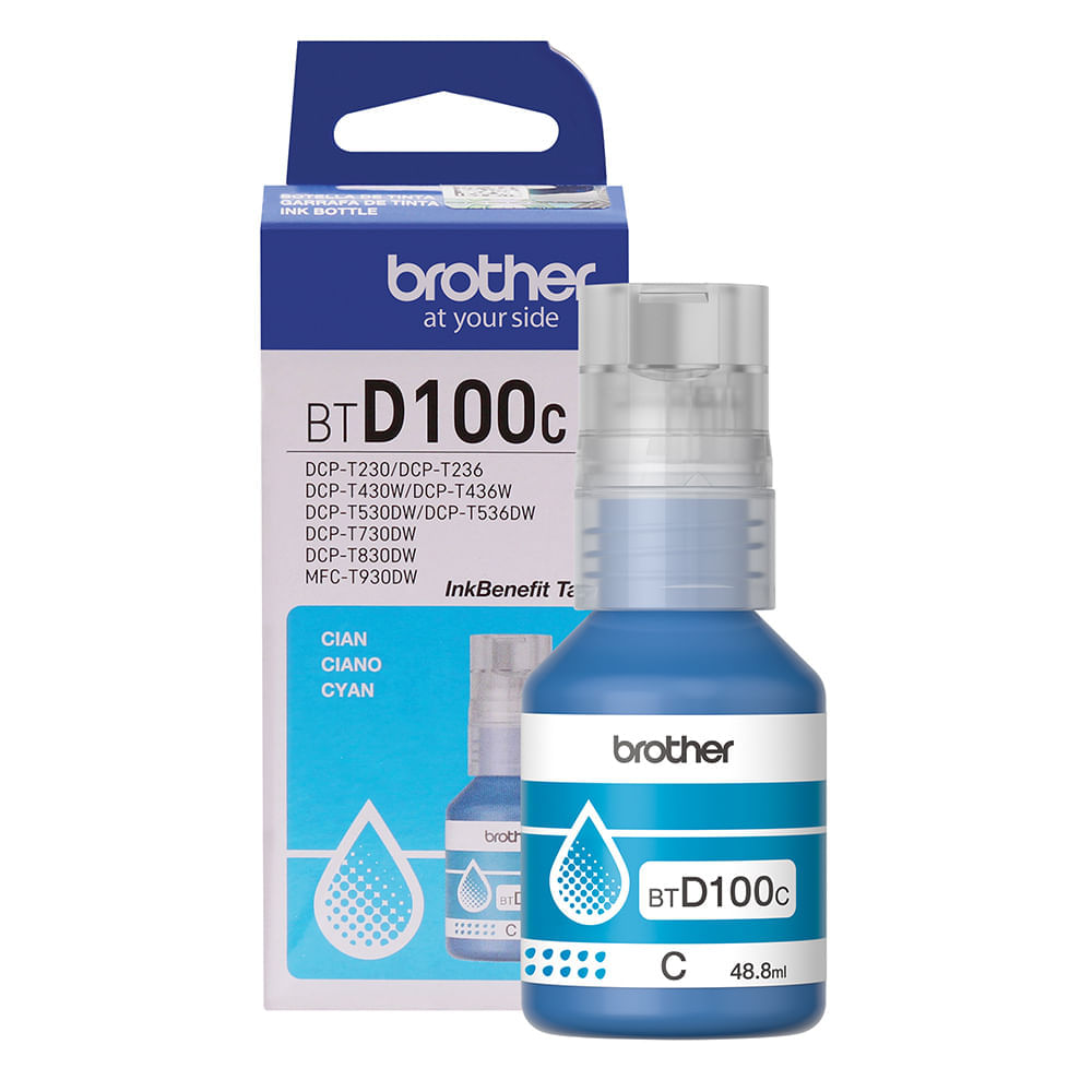 Botella de tinta Cian BTD100C rinde hasta 5000 páginas